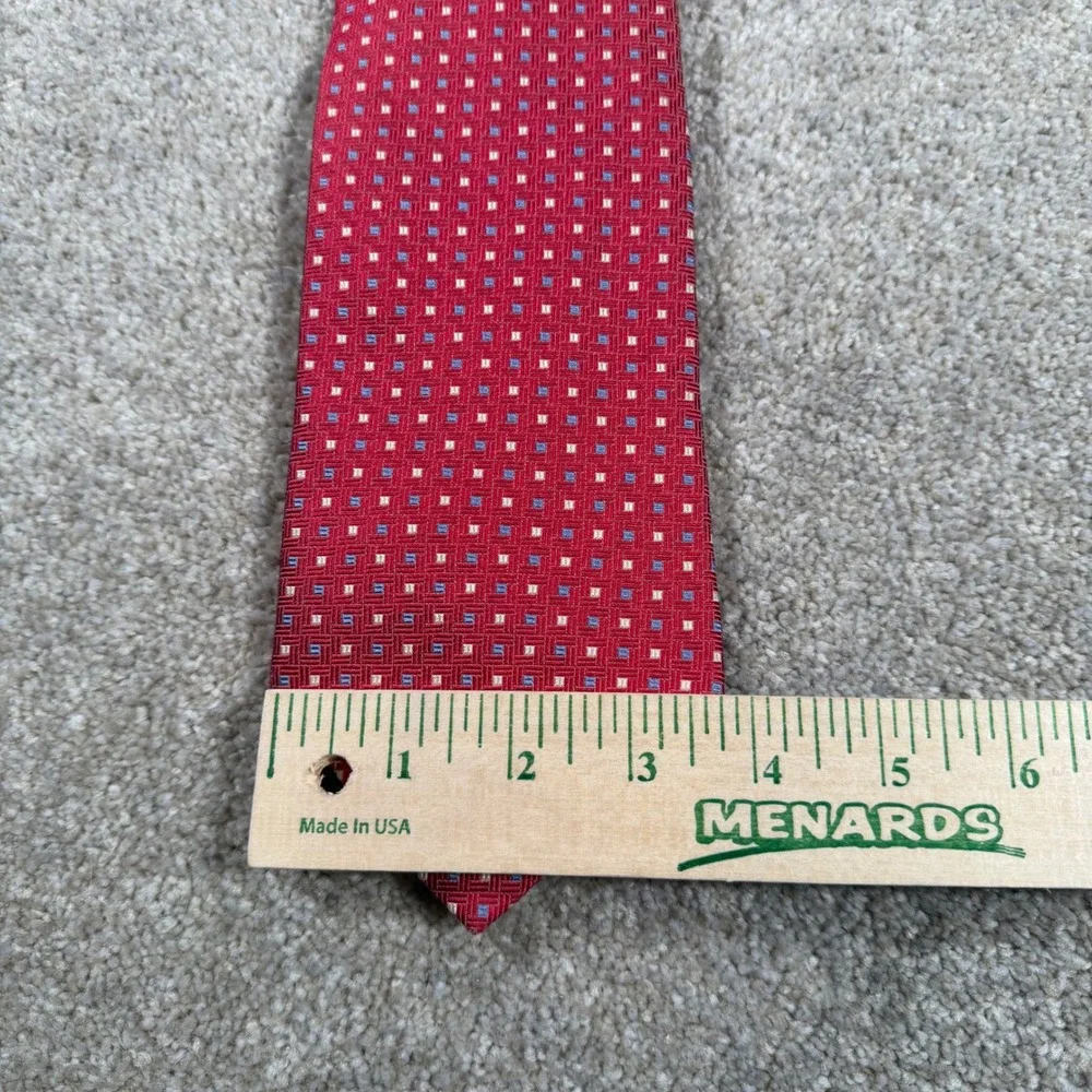 Brooks Brothers Necktie Men 59x3.75 Red Geometric Silk Made in USA‎ Wove England